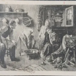Carte Postala, Familie stand de vorba in bucatarie, perioada interbelica