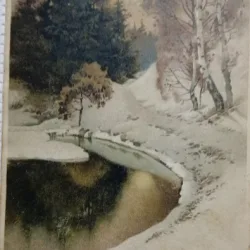 Carte Postala, Felicitare peisaj de iarna, 1932