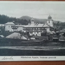 Carte postala, Manastirea Agapia, vedere generala, perioada interbelica