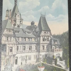 Carte postala, necirculata, Sinaia Castelul Peles vazut dinspre Nord, perioada interbelica