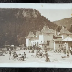 Carte postala, plaja din Tusnad, perioada interbelica
