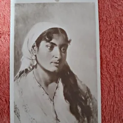 Carte postala, reproducere dupa tabloul Tiganca/Th. Aman, perioada interbelica