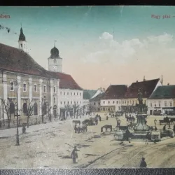 Carte postala, Sibiu, Piata Centrala, perioada interbelica
