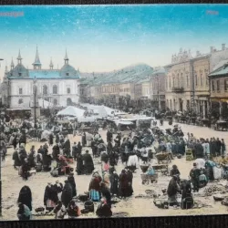 Carte postala, Sighetul Marmatiei, piata, inceput de secol XX
