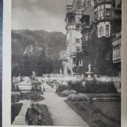 Carte postala, Sinaia, Castelul Peles, fatada si terasele, 1925
