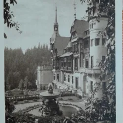 Carte postala, Sinaia, fatada Castelului Peles, perioada interbelica