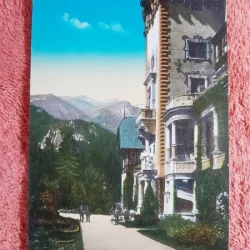 Carte postala, Sinaia, Terasa Castelului Peles, perioada interbelica