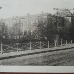 Carte postala, Turnu-Severin, statuia Imparatului Traian, perioada interbelica