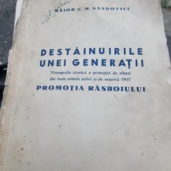 DESTAINUIRILE UNEI GENERATII-MONOGRAFIA ISTORICA A PROMOTIEI DE OFITERI DIN TOATE ARMELE ACTIVI SI DE REZERVA 1917- MAIOR C.M. SANDOVICI