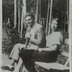 Fotografie, Barbat si femeie in excursie, la munte, 1934