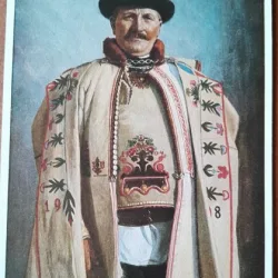 Fotografie tip carte postala, fermier, perioada interbelica