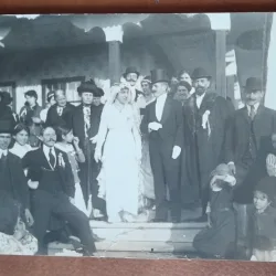 Fotografie tip carte postala, necirculata, nunta in perioada interbelica