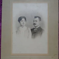Fotografie tip CDV, barbat si femeie, sfarsit de secol XIX