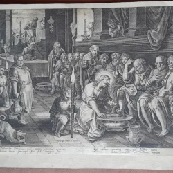 Gravura cu tema religioasa, IIsus spaland picioarele discipolilor