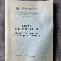 LISTA DE PRETURI A MARCILOR POSTALE ROMANESTI SI STRAINE VALABILA DE LA 1 MAI 1980