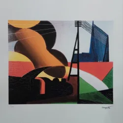 Rene Magritte - La locomotive (Locomotiva), litografie originala