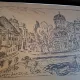 Gravura -  strazi din Bucuresti - epreuve lito/test lito, semnatura olografa Dragos Morarescu