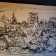 Gravura -  strazi din Bucuresti - epreuve lito/test lito, semnatura olografa Dragos Morarescu