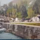 Carte postala, Baile Slanic Moldova, Izvoarele de apa minerala nr.1.1bis si 6, drumul spre cascada si Trei Fagi, 1930