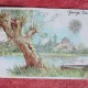 Carte postala, desen peisaj lac, 1900