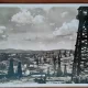 Carte postala, sonde petroliere la Moreni, perioada interbelica
