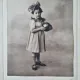 Fotografie pe carton, fetita cu mingea, perioada interbelica