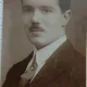 Fotografie tip Carte Postala, Barbat cu mustata, perioada interbelica