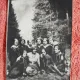 Fotografie tip carte postala, grup de fete in excursie la munte, perioada interbelica