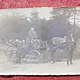 Fotografie tip carte postala, la padure cu trasura, inceput de secol XX