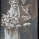 Fotografie tip Carte Postala, Militar cu mireasa sa, perioada interbelica