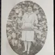 Fotografie tip Carte Postala, Tanara in gradina, perioada interbelica