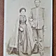 Fotografie tip CDV, militar cu sotia, sfarsit de secol XIX